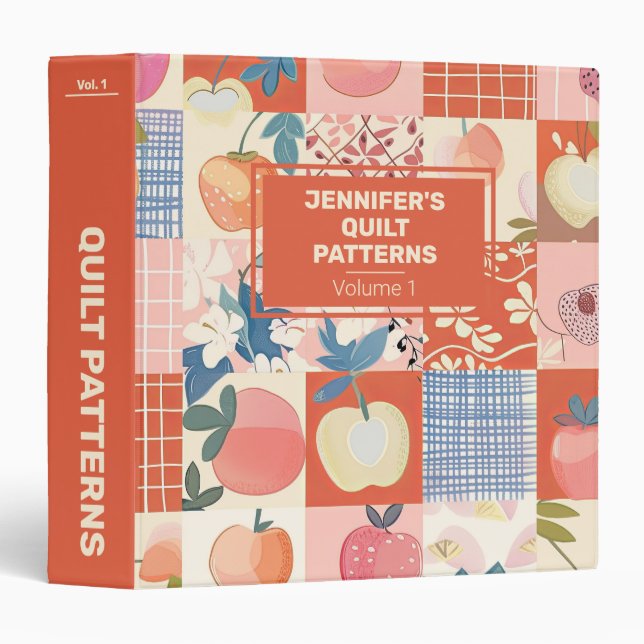 Patchwork Personalized Quilt 3 Ring Binder (Front/Spine)