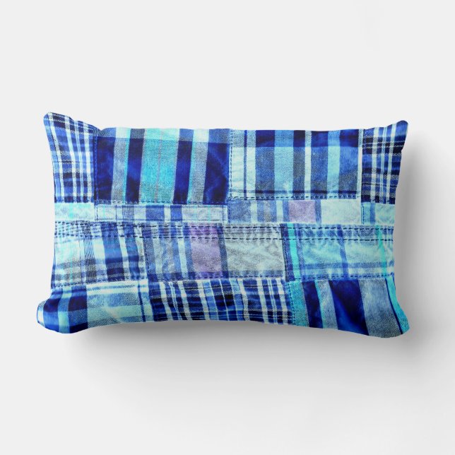 Patchwork Plaid Lumbar Pillow (Front)