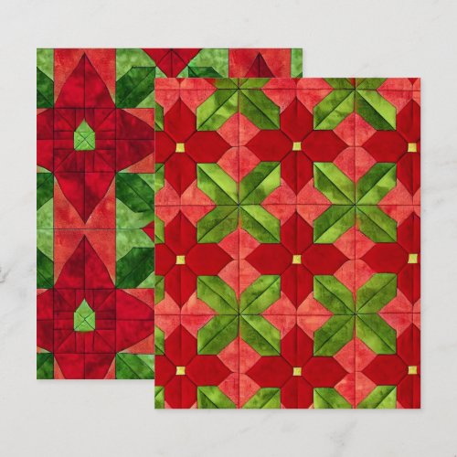Patchwork Poinsettia Pattern Scrapbook Paper