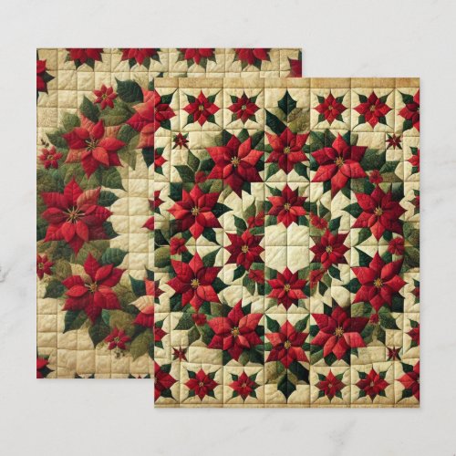 Patchwork Poinsettia Wreath Scrapbook Paper