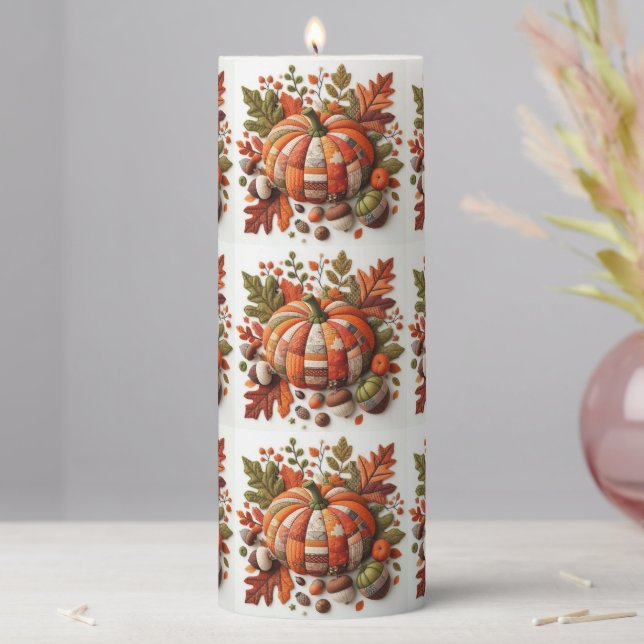 Patchwork Pumpkin Candle (In Situ)