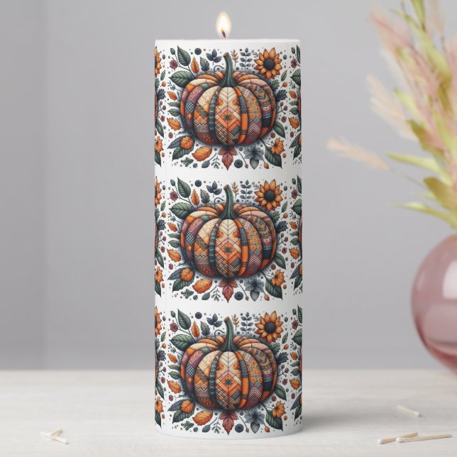 Patchwork Pumpkin Candle (In Situ)