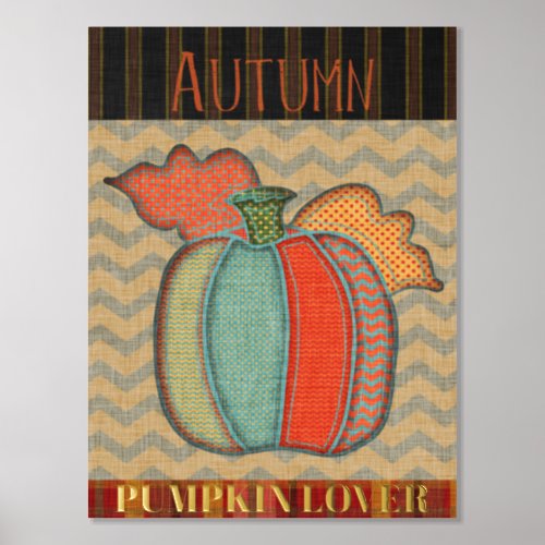 Patchwork Pumpkin Lover Autumn Foil Prints