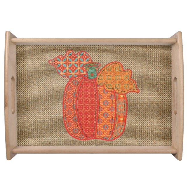 Patchwork Pumpkin Thanksgiving Serving Tray (Front)