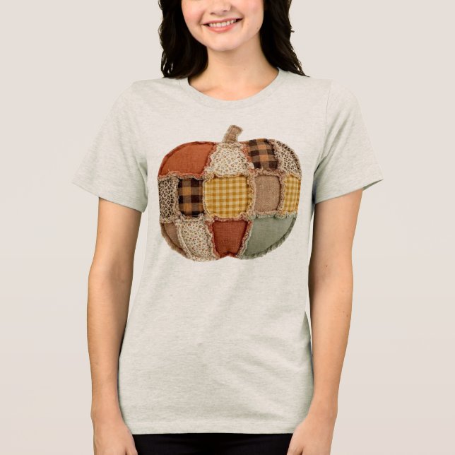 Patchwork Pumpkin  Tri-Blend Shirt (Front)