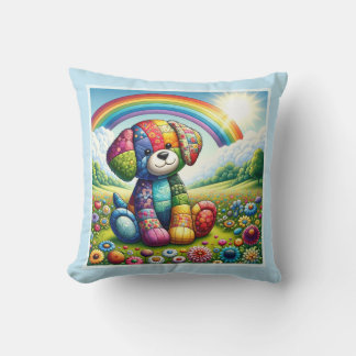 Patchwork Pup Paradise Throw Pillow