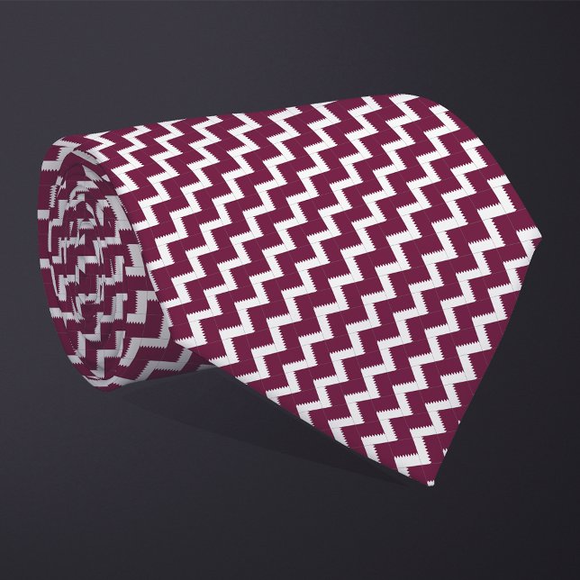Patchwork Qatar Flag Pattern  Neck Tie (Creator Uploaded)