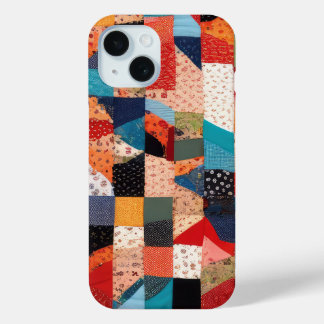 Patchwork Quilt Abstract Pattern iPhone 15 Case