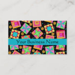 Patchwork Quilt Block Art Black Business Card