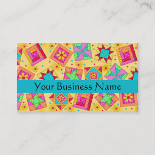 Patchwork Quilt Block Art Yellow Business Card