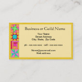 Patchwork Quilt Block Art Yellow Business Card (Back)