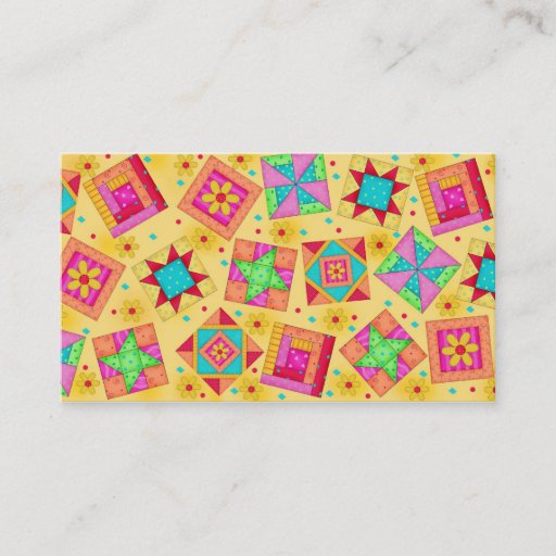 Customizable Quilt Block Art Yellow  Business Card