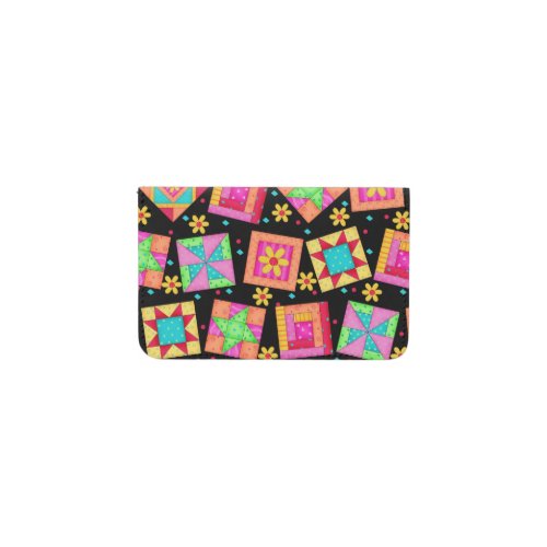 Patchwork Quilt Blocks Art Black Custon Card Holder