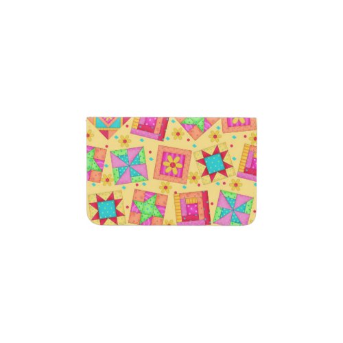 Patchwork Quilt Blocks Art Yellow Custon Card Holder
