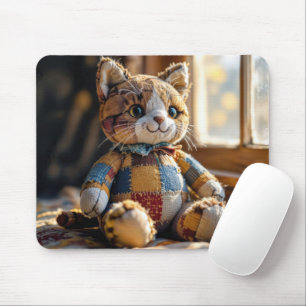 Patchwork Quilt Cat In Window Mouse Pad