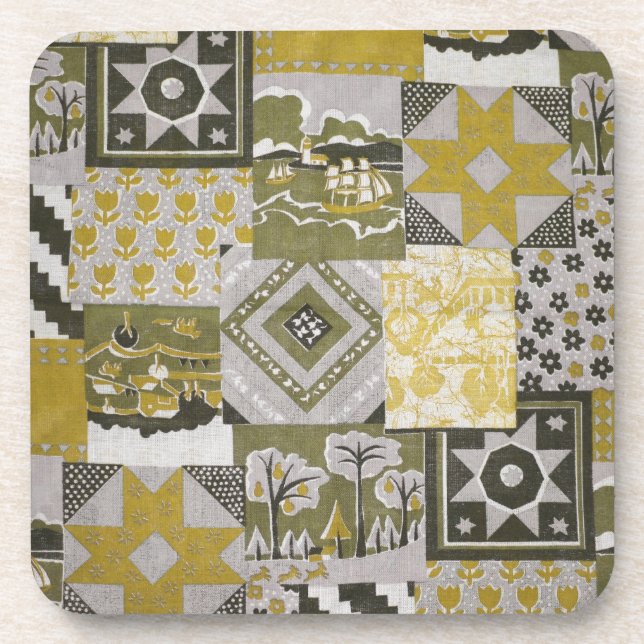 Patchwork Quilt Cork Coaster (Front)
