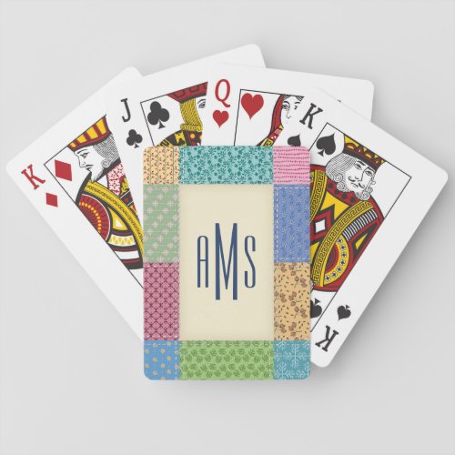 Patchwork Quilt Custom Monogram  Name Playing Cards