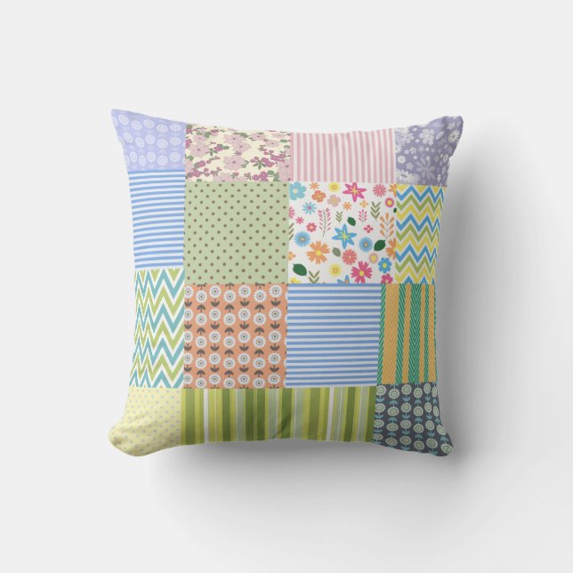 Patchwork Quilt Design Throw Pillow (Front)