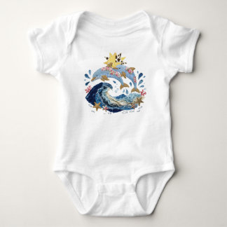 Patchwork Quilt Dolphins  Baby Bodysuit