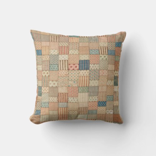 Patchwork quilt in muted colors throw pillow