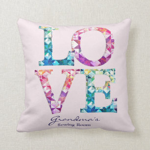 Patchwork Quilt Love Throw Pillow