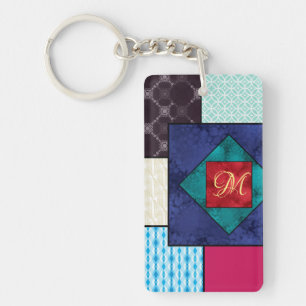Patchwork Quilt Monogram Keychain