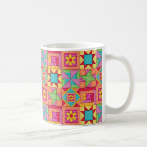 Patchwork Quilt Multicolor Blocks Colorful Coffee Mug