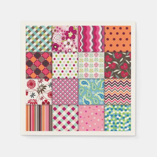 Patchwork Quilt Multicolored Gingham Paper Napkins