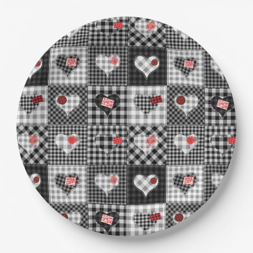 Patchwork Quilt Multicolored Gingham Paper Plates