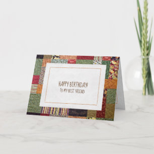patchwork quilt pattern for Friend's birthday Card