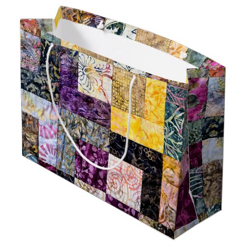 Patchwork Quilt Pattern Large Gift Bag