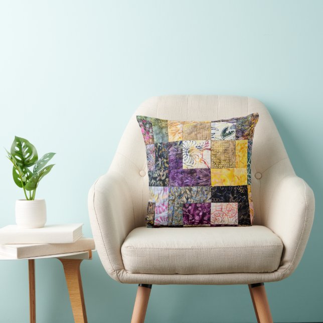 Patchwork Quilt Pattern Throw Pillow (Chair)