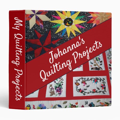 Patchwork Quilt Personalized Project Red 3 Ring Binder