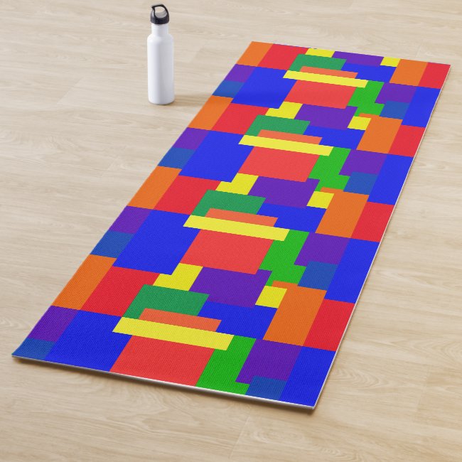 Patchwork Quilt Rainbow Abstract Pattern Yoga Mat