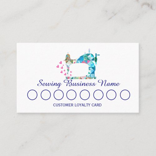 Patchwork Quilt Sewing Machine Loyalty Card