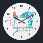 Patchwork Quilt Sewing Machine Wall Clock<br><div class="desc">Love to quilt? This fabulous sewing machine design shows a turquoise patchwork quilt effect. Edit name to customise for a truly personal gift. 
 Perfect for quilting friends and avid quilters. Would make a wonderful choice for your quilting shop or sewing area.</div>