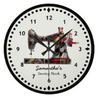 Patchwork Quilt Sewing Machine Wall Clock