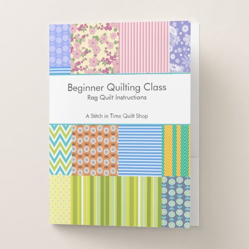 Patchwork Quilt Shop Sewing Class Custom Pocket Folder