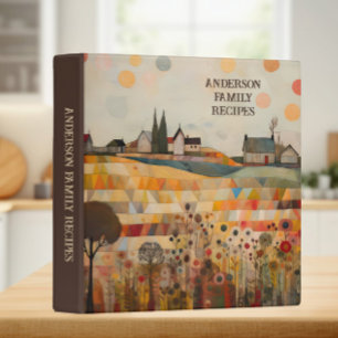 Patchwork Quilt Vintage Whimsical Family Recipe 3 Ring Binder