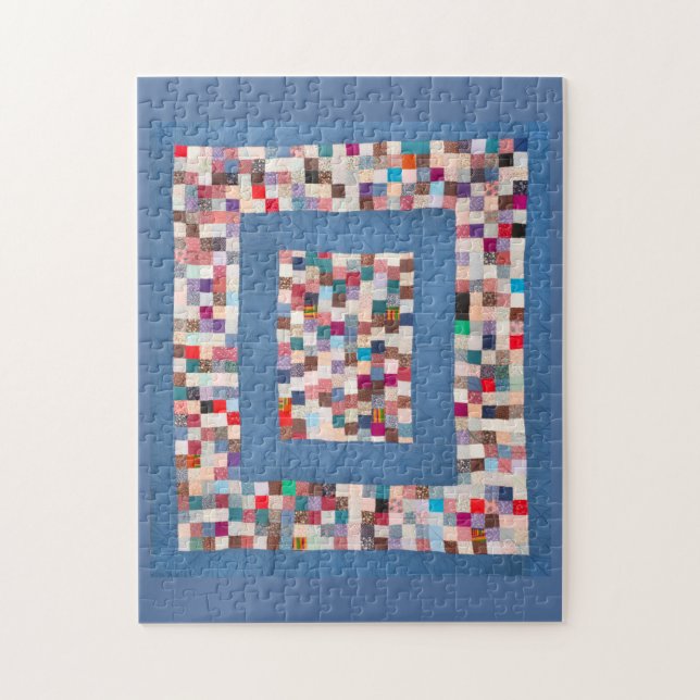 Patchwork quilt with two borders jigsaw puzzle (Vertical)