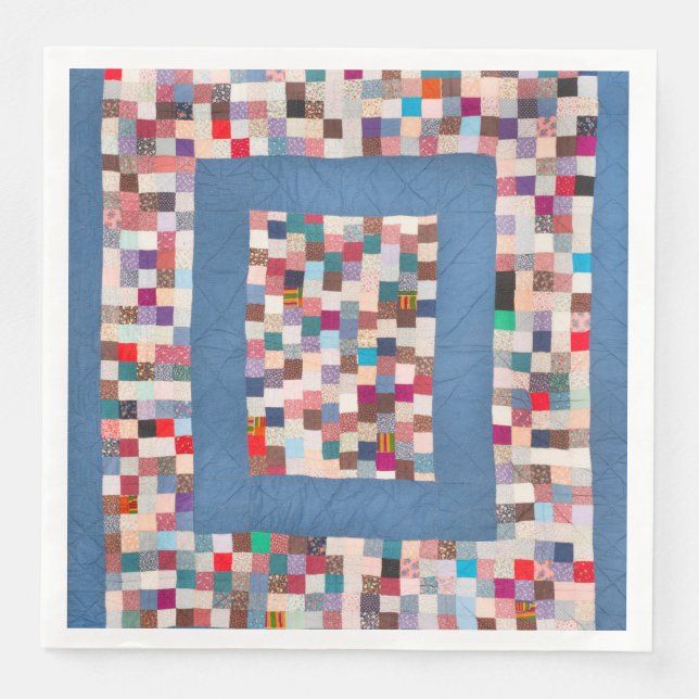 Patchwork quilt with two borders paper dinner napkins (Front)