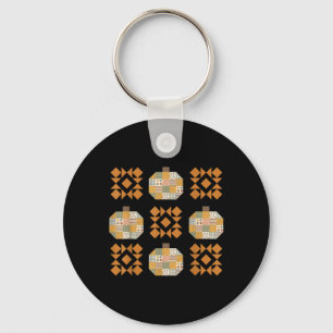 Patchwork Quilter Fall Pumpkin Quilt Block Autumn Keychain