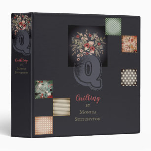 Patchwork quilter quilting personalized pattern 3 ring binder