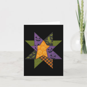 Patchwork Quilting Block Star Pattern Halloween Qu Card