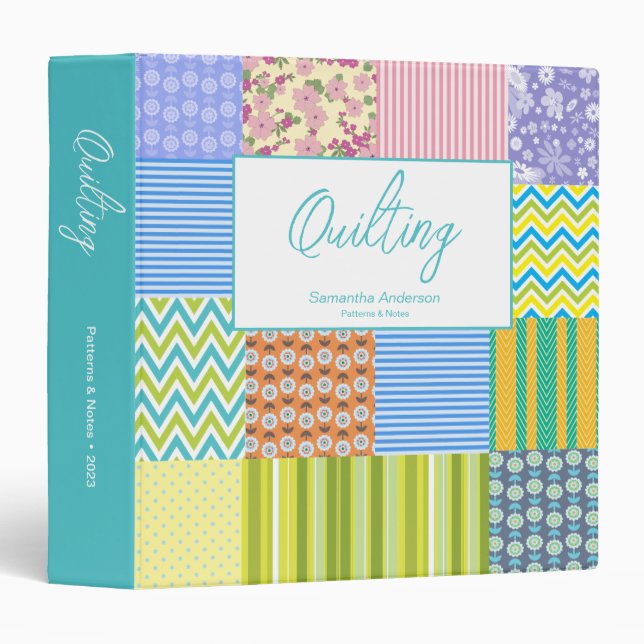 Patchwork Quilting Patterns Custom 3 Ring Binder (Front/Spine)
