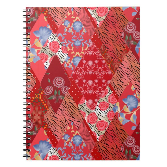 Patchwork, red, red patchwork notebook (Front)