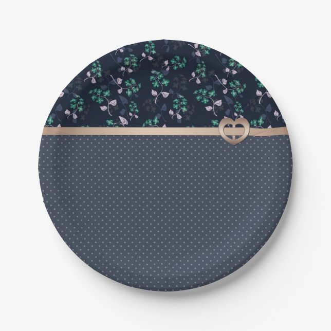 Patchwork, Retro, blau Paper Plates (Front)