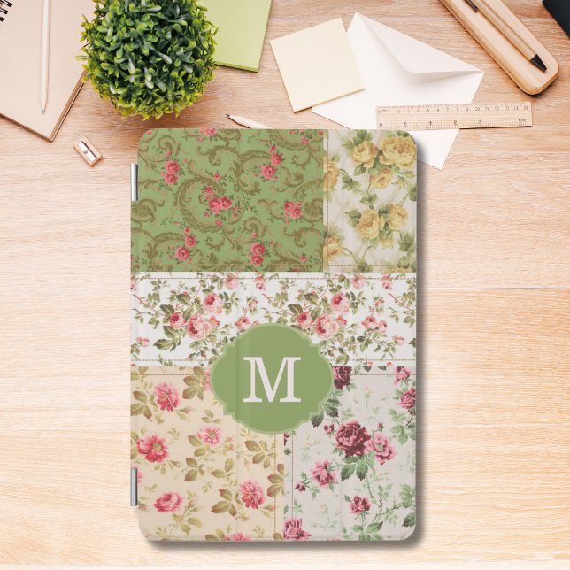 Patchwork Rose Custom Monogram iPad Mini Cover (Creator Uploaded)