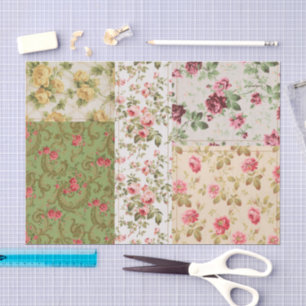 Patchwork Rose Pattern Decoupage Paper