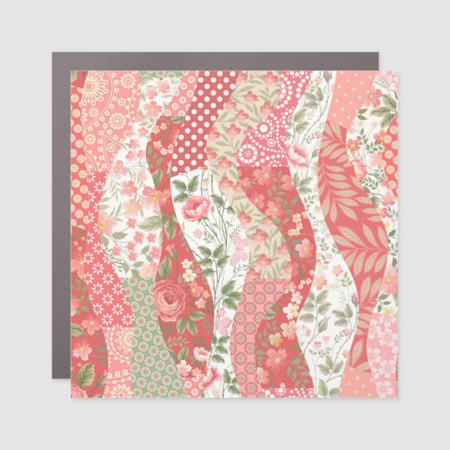 Patchwork roses: seamless pattern design. car magnet (Front)